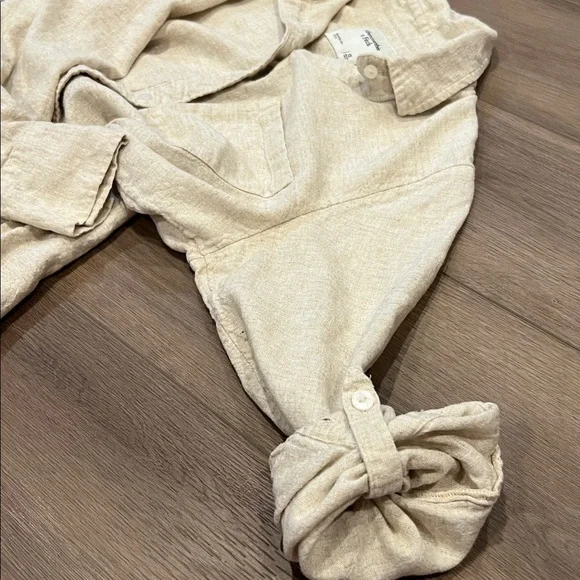 Abercrombie & Fitch Linen Blend Cream Long Sleeve Shirt Dress (Belt Missing) XS - Picture 12 of 12